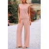 imagePRETTYGARDEN Womens 2 Piece Outfits Knit Loungewear High Low Pullover Tops and Wide Leg Pants Casual Sweater Sets TracksuitsLight Pink