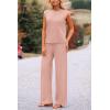 imagePRETTYGARDEN Womens 2 Piece Outfits Knit Loungewear High Low Pullover Tops and Wide Leg Pants Casual Sweater Sets TracksuitsLight Pink