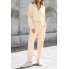 imagePRETTYGARDEN Womens 2 Piece Sweater Set Pullover Zip Up Sweatshirt Jogger Sweatpants Tracksuit Casual OutfitBeige