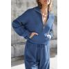 imagePRETTYGARDEN Womens 2 Piece Sweater Set Pullover Zip Up Sweatshirt Jogger Sweatpants Tracksuit Casual OutfitBlue