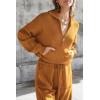 imagePRETTYGARDEN Womens 2 Piece Sweater Set Pullover Zip Up Sweatshirt Jogger Sweatpants Tracksuit Casual OutfitCaramel