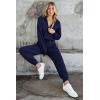 imagePRETTYGARDEN Womens 2 Piece Sweater Set Pullover Zip Up Sweatshirt Jogger Sweatpants Tracksuit Casual OutfitDark Blue