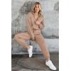 imagePRETTYGARDEN Womens 2 Piece Sweater Set Pullover Zip Up Sweatshirt Jogger Sweatpants Tracksuit Casual OutfitKhaki