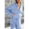 imagePRETTYGARDEN Womens 2 Piece Sweater Set Pullover Zip Up Sweatshirt Jogger Sweatpants Tracksuit Casual OutfitLight Blue