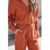 imagePRETTYGARDEN Womens 2 Piece Sweater Set Pullover Zip Up Sweatshirt Jogger Sweatpants Tracksuit Casual OutfitOrange Red
