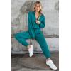 imagePRETTYGARDEN Womens 2 Piece Sweater Set Pullover Zip Up Sweatshirt Jogger Sweatpants Tracksuit Casual OutfitPeacock Blue