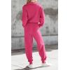 imagePRETTYGARDEN Womens 2 Piece Sweater Set Pullover Zip Up Sweatshirt Jogger Sweatpants Tracksuit Casual OutfitRose Red
