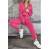 imagePRETTYGARDEN Womens 2 Piece Sweater Set Pullover Zip Up Sweatshirt Jogger Sweatpants Tracksuit Casual OutfitRose Red