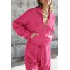 imagePRETTYGARDEN Womens 2 Piece Sweater Set Pullover Zip Up Sweatshirt Jogger Sweatpants Tracksuit Casual OutfitRose Red