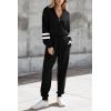 imagePRETTYGARDEN Womens 2 Piece Sweater Set Pullover Zip Up Sweatshirt Jogger Sweatpants Tracksuit Casual OutfitStriped Black