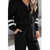 imagePRETTYGARDEN Womens 2 Piece Sweater Set Pullover Zip Up Sweatshirt Jogger Sweatpants Tracksuit Casual OutfitStriped Black