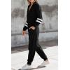 imagePRETTYGARDEN Womens 2 Piece Sweater Set Pullover Zip Up Sweatshirt Jogger Sweatpants Tracksuit Casual OutfitStriped Black