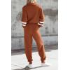imagePRETTYGARDEN Womens 2 Piece Sweater Set Pullover Zip Up Sweatshirt Jogger Sweatpants Tracksuit Casual OutfitStriped Caramel