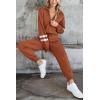 imagePRETTYGARDEN Womens 2 Piece Sweater Set Pullover Zip Up Sweatshirt Jogger Sweatpants Tracksuit Casual OutfitStriped Caramel