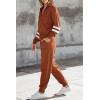 imagePRETTYGARDEN Womens 2 Piece Sweater Set Pullover Zip Up Sweatshirt Jogger Sweatpants Tracksuit Casual OutfitStriped Caramel