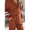 imagePRETTYGARDEN Womens 2 Piece Sweater Set Pullover Zip Up Sweatshirt Jogger Sweatpants Tracksuit Casual OutfitStriped Caramel