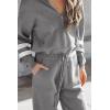 imagePRETTYGARDEN Womens 2 Piece Sweater Set Pullover Zip Up Sweatshirt Jogger Sweatpants Tracksuit Casual OutfitStriped Grey