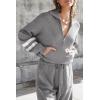 imagePRETTYGARDEN Womens 2 Piece Sweater Set Pullover Zip Up Sweatshirt Jogger Sweatpants Tracksuit Casual OutfitStriped Grey