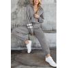 imagePRETTYGARDEN Womens 2 Piece Sweater Set Pullover Zip Up Sweatshirt Jogger Sweatpants Tracksuit Casual OutfitStriped Grey