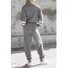 imagePRETTYGARDEN Womens 2 Piece Sweater Set Pullover Zip Up Sweatshirt Jogger Sweatpants Tracksuit Casual OutfitStriped Grey