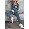 imagePRETTYGARDEN Womens 2 Piece Sweater Set Pullover Zip Up Sweatshirt Jogger Sweatpants Tracksuit Casual OutfitStriped Grey Blue