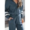 imagePRETTYGARDEN Womens 2 Piece Sweater Set Pullover Zip Up Sweatshirt Jogger Sweatpants Tracksuit Casual OutfitStriped Grey Blue