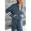 imagePRETTYGARDEN Womens 2 Piece Sweater Set Pullover Zip Up Sweatshirt Jogger Sweatpants Tracksuit Casual OutfitStriped Grey Blue