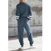 imagePRETTYGARDEN Womens 2 Piece Sweater Set Pullover Zip Up Sweatshirt Jogger Sweatpants Tracksuit Casual OutfitStriped Grey Blue