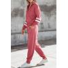 imagePRETTYGARDEN Womens 2 Piece Sweater Set Pullover Zip Up Sweatshirt Jogger Sweatpants Tracksuit Casual OutfitStriped Pink