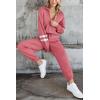 imagePRETTYGARDEN Womens 2 Piece Sweater Set Pullover Zip Up Sweatshirt Jogger Sweatpants Tracksuit Casual OutfitStriped Pink