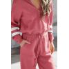 imagePRETTYGARDEN Womens 2 Piece Sweater Set Pullover Zip Up Sweatshirt Jogger Sweatpants Tracksuit Casual OutfitStriped Pink