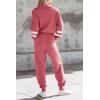 imagePRETTYGARDEN Womens 2 Piece Sweater Set Pullover Zip Up Sweatshirt Jogger Sweatpants Tracksuit Casual OutfitStriped Pink