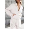 imagePRETTYGARDEN Womens 2 Piece Sweater Set Pullover Zip Up Sweatshirt Jogger Sweatpants Tracksuit Casual OutfitWhite