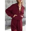 imagePRETTYGARDEN Womens 2 Piece Sweater Set Pullover Zip Up Sweatshirt Jogger Sweatpants Tracksuit Casual OutfitWine Red