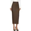 imagePRETTYGARDEN Womens 2025 Fall Maxi Pencil Skirt High Waisted Slit Work Office Trendy Long Skirts Business Casual OutfitsBrown