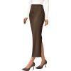 imagePRETTYGARDEN Womens 2025 Fall Maxi Pencil Skirt High Waisted Slit Work Office Trendy Long Skirts Business Casual OutfitsBrown