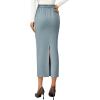 imagePRETTYGARDEN Womens 2025 Fall Maxi Pencil Skirt High Waisted Slit Work Office Trendy Long Skirts Business Casual OutfitsLight Blue