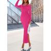 imagePRETTYGARDEN Womens 2025 Fall Sweater Dress Long Sleeve Off Shoulder Slit Maxi Bodycon Cocktail Party DressesRose Red