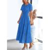 imagePRETTYGARDEN Womens 2025 Summer Maxi Dress Short Sleeve V Neck Hollow Out Eyelet A Line Long Flowy Beach Vacation DressesBlue
