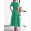 imagePRETTYGARDEN Womens 2025 Summer Maxi Dress Short Sleeve V Neck Hollow Out Eyelet A Line Long Flowy Beach Vacation DressesGreen