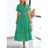 imagePRETTYGARDEN Womens 2025 Summer Maxi Dress Short Sleeve V Neck Hollow Out Eyelet A Line Long Flowy Beach Vacation DressesGreen