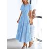 imagePRETTYGARDEN Womens 2025 Summer Maxi Dress Short Sleeve V Neck Hollow Out Eyelet A Line Long Flowy Beach Vacation DressesLight Blue