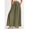 imagePRETTYGARDEN Womens 2025 Summer Wide Leg Palazzo Pants High Waisted Flowy Pockets Trendy Casual Lounge Boho Beach TrousersArmy Green