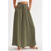 imagePRETTYGARDEN Womens 2025 Summer Wide Leg Palazzo Pants High Waisted Flowy Pockets Trendy Casual Lounge Boho Beach TrousersArmy Green