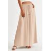 imagePRETTYGARDEN Womens 2025 Summer Wide Leg Palazzo Pants High Waisted Flowy Pockets Trendy Casual Lounge Boho Beach TrousersBeige