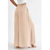 imagePRETTYGARDEN Womens 2025 Summer Wide Leg Palazzo Pants High Waisted Flowy Pockets Trendy Casual Lounge Boho Beach TrousersBeige