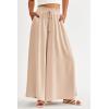 imagePRETTYGARDEN Womens 2025 Summer Wide Leg Palazzo Pants High Waisted Flowy Pockets Trendy Casual Lounge Boho Beach TrousersBeige