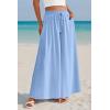imagePRETTYGARDEN Womens 2025 Summer Wide Leg Palazzo Pants High Waisted Flowy Pockets Trendy Casual Lounge Boho Beach TrousersBlue