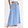 imagePRETTYGARDEN Womens 2025 Summer Wide Leg Palazzo Pants High Waisted Flowy Pockets Trendy Casual Lounge Boho Beach TrousersBlue
