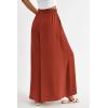 imagePRETTYGARDEN Womens 2025 Summer Wide Leg Palazzo Pants High Waisted Flowy Pockets Trendy Casual Lounge Boho Beach TrousersBrick Red